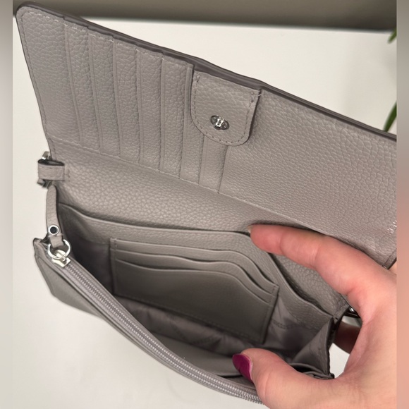 Michael Kors Pearl Grey Pebbled Leather Convertible Crossbody Bag Wallet Purse - Picture 5 of 7
